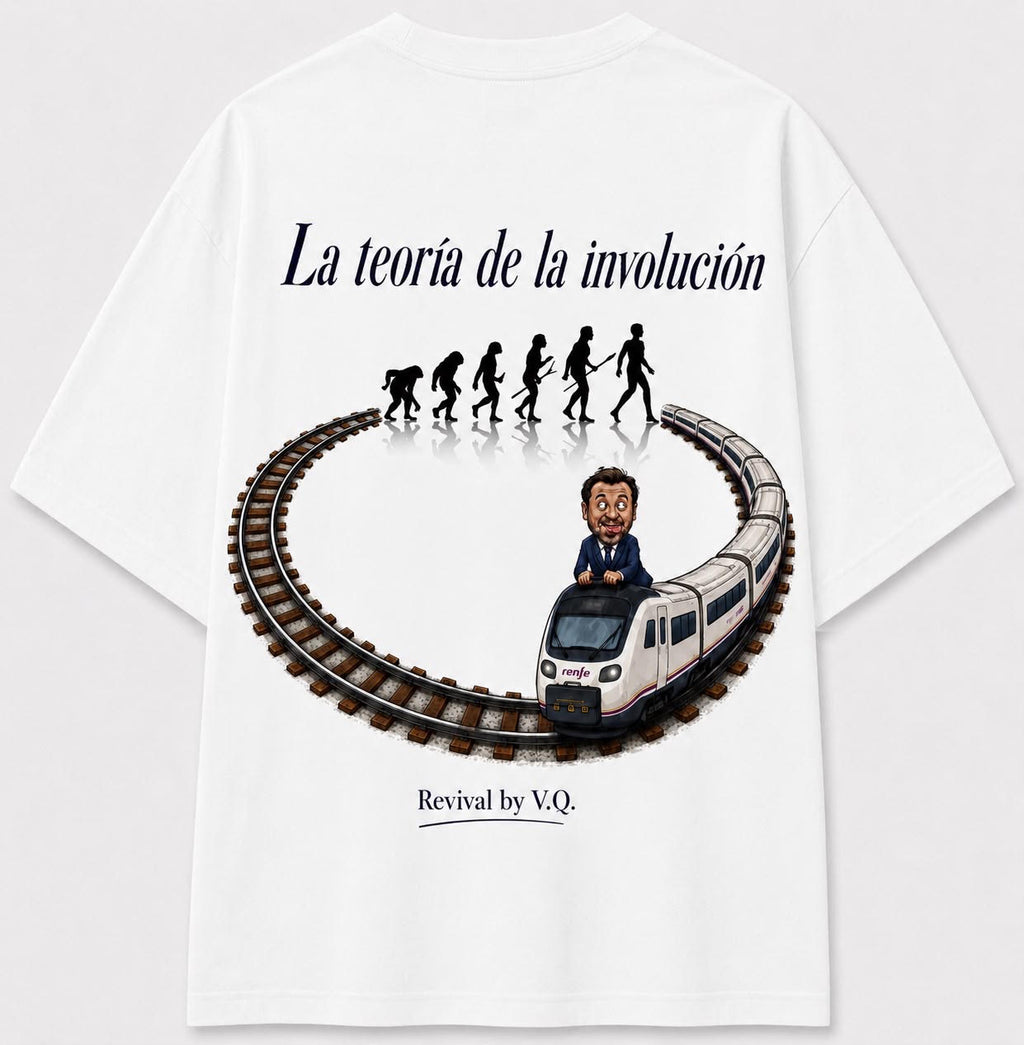 Camiseta LA TEORÍA DE LA INVOLUCIÓN de REVIVAL, vista trasera, oversize blanco